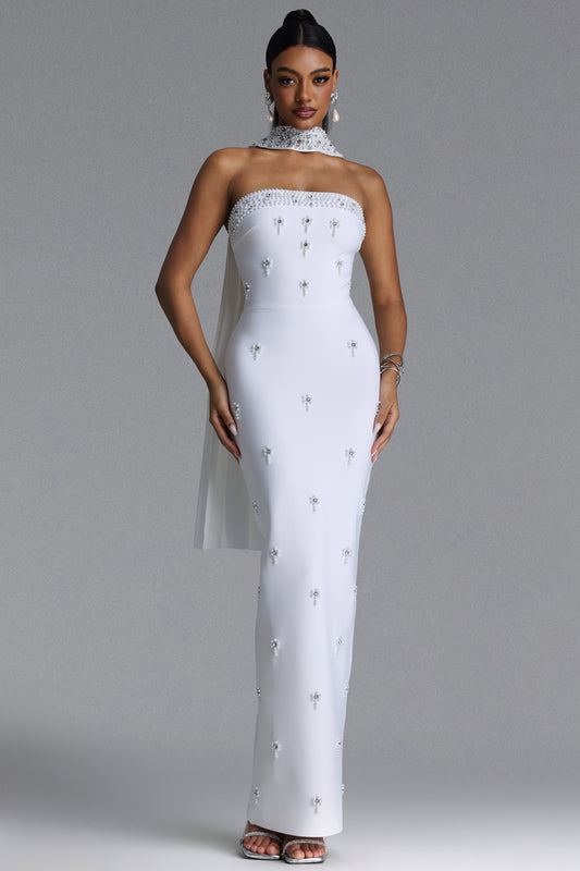 Vestido Maxi Marina Glamorous sem Alças com Rhinestones