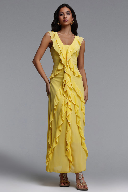 Vestido Maxi Sabrina Resort em Chiffon Fluido