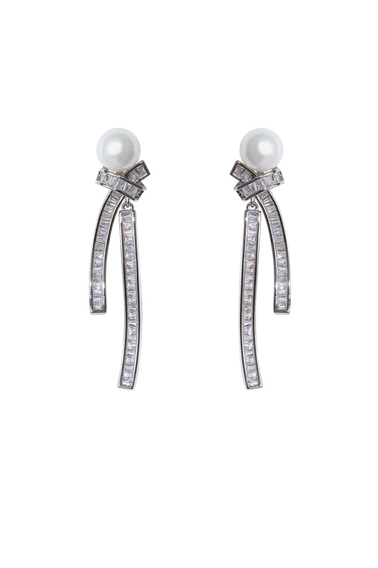 Brincos Sydney Laço com Pérolas e Diamantes