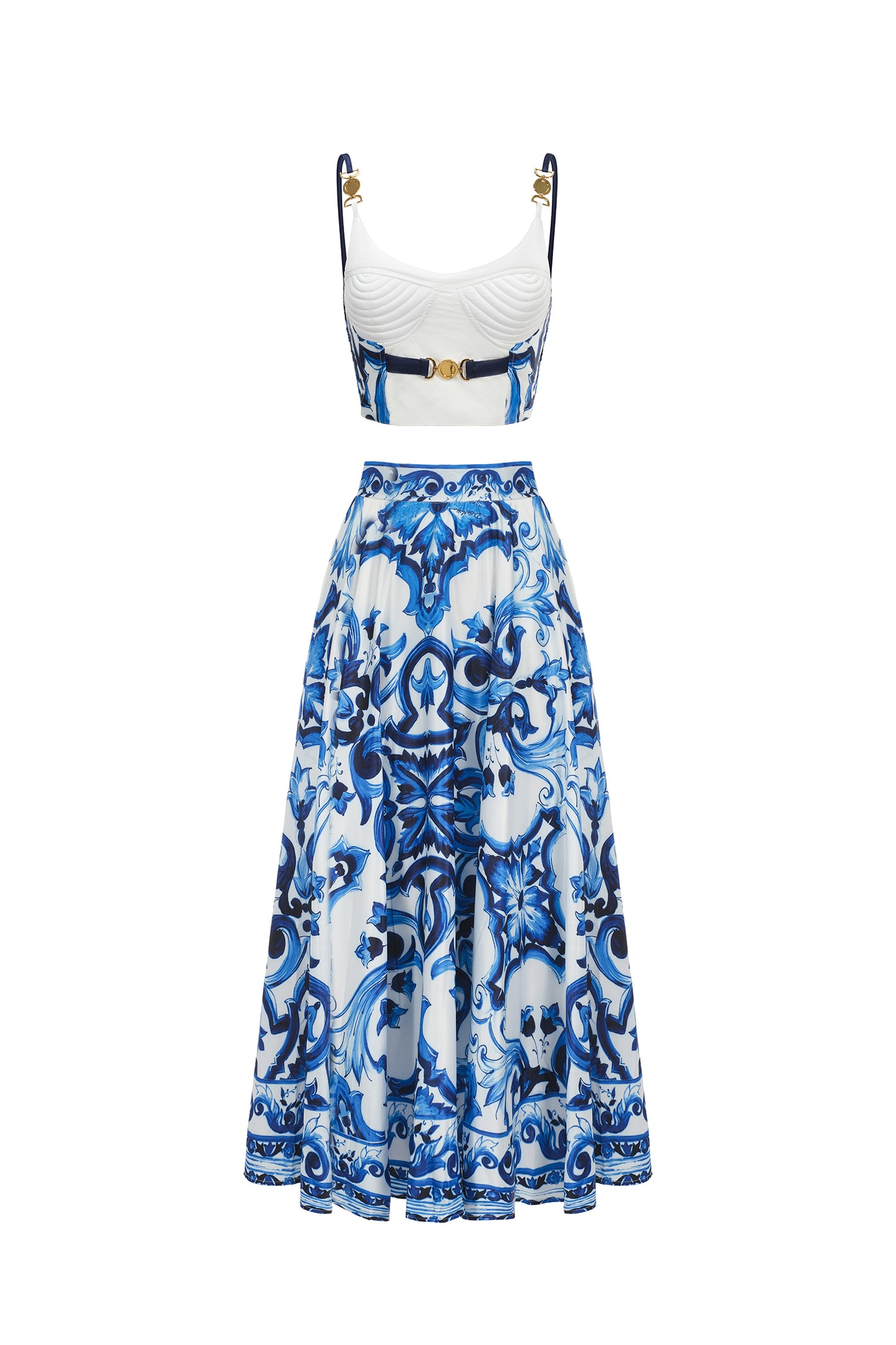 Conjunto Kaona com Top Halter e Saia com Flores Estampadas