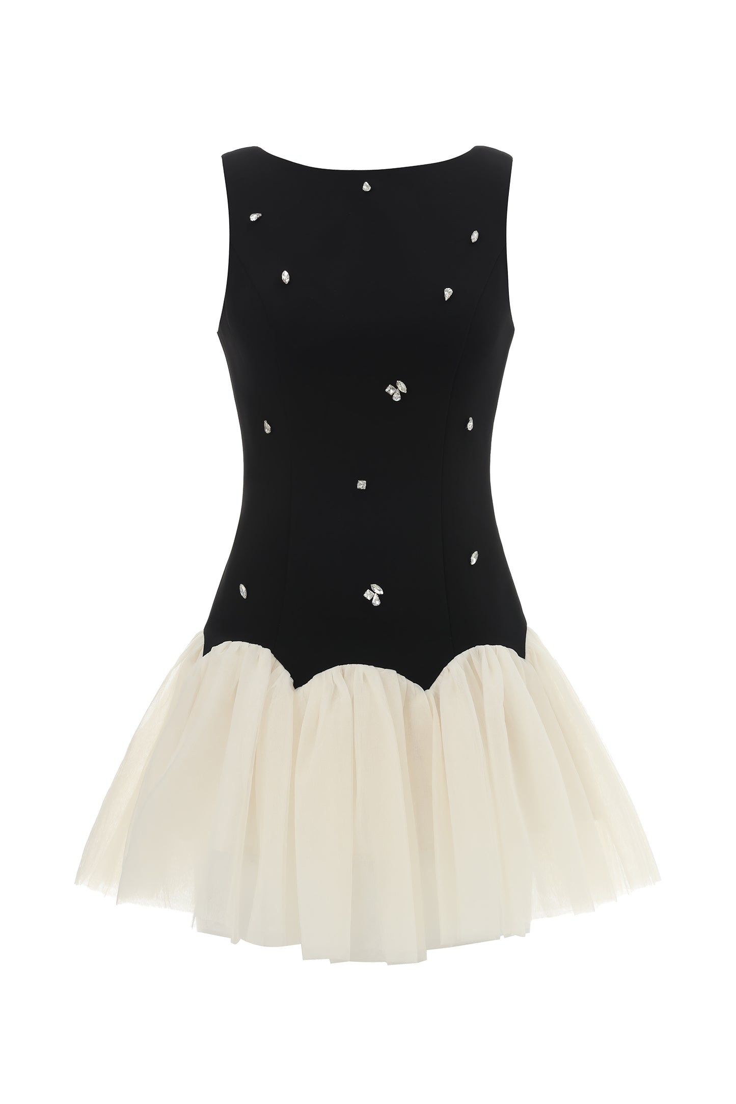 Salamo – Vestido Sem Mangas com Diamante, Comprimento Curto