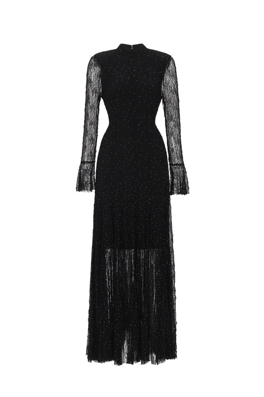 Vestido Maxi Hunter Renda Cristal Preto