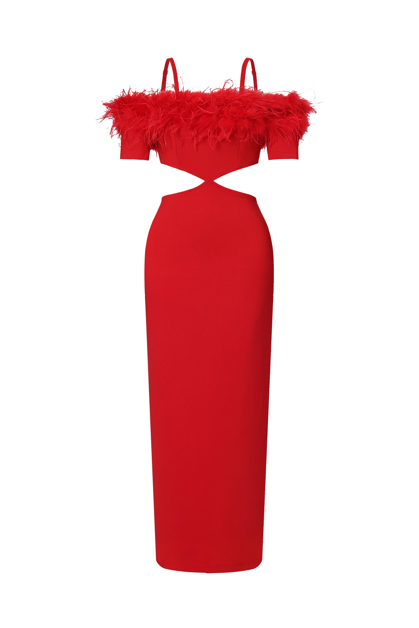 Vestido Midi Nivia com Penas