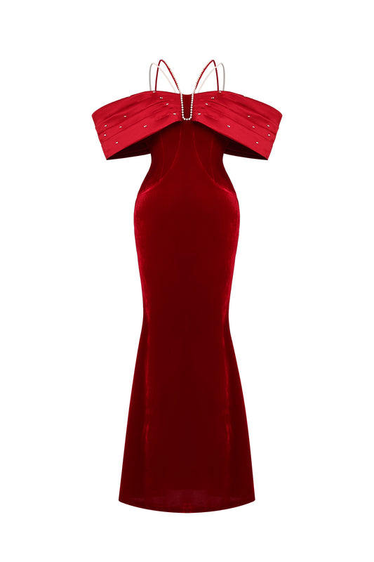 Maxi Dress Tove Ombro a Ombro - Vermelho