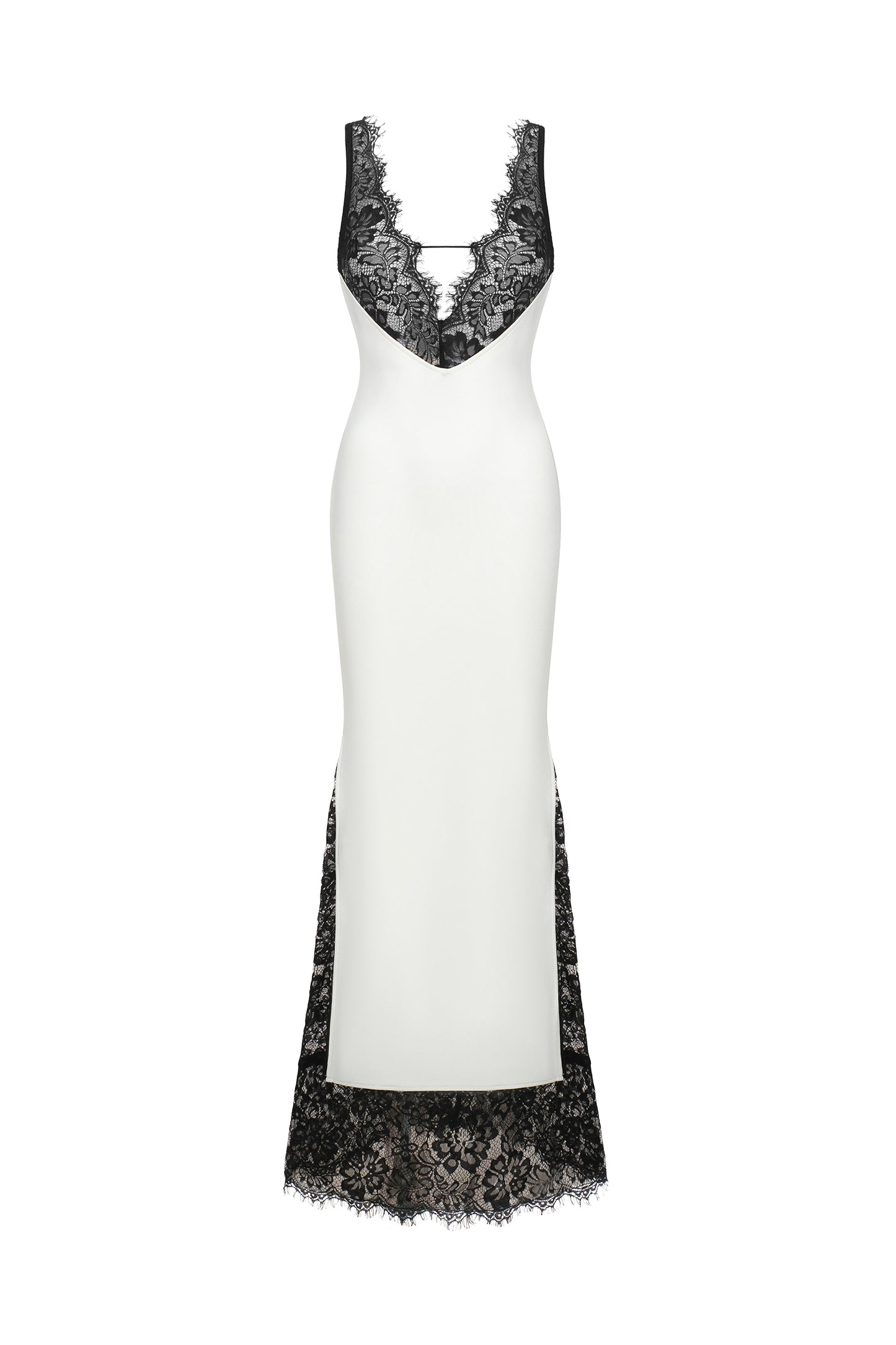 Vestido Longo Gunnhild com Renda e Decote em V