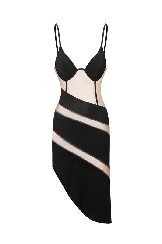 Halter Dress Livana em Mesh Patchwork