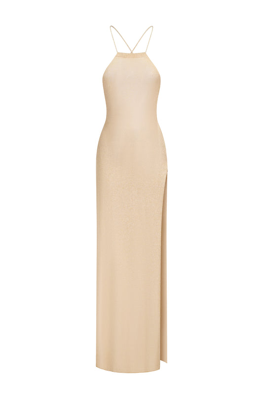 Vestido Midi Hailey Halter em Tricô