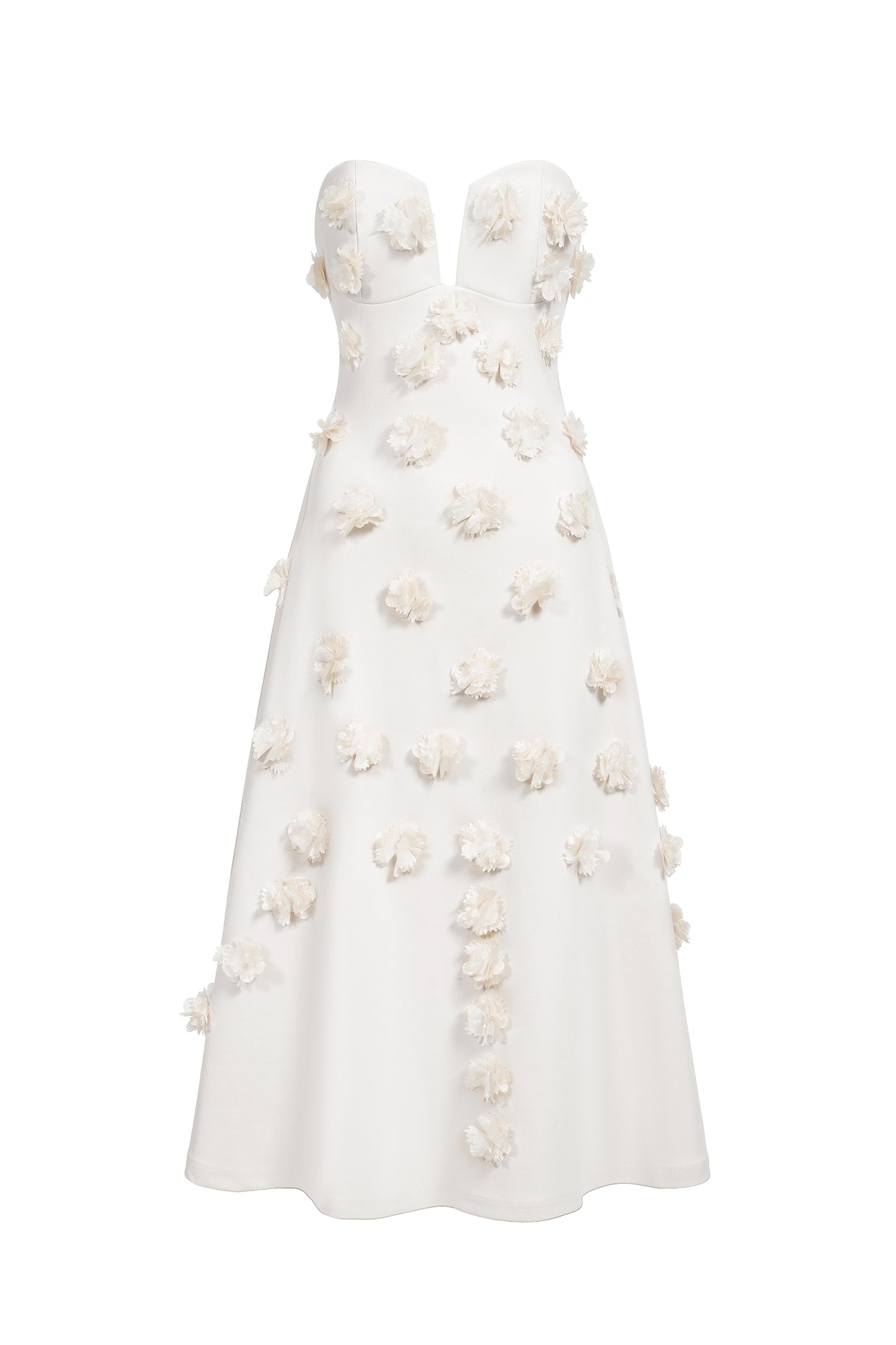 Vestido Midi Tubinho Eve Flowers - Branco