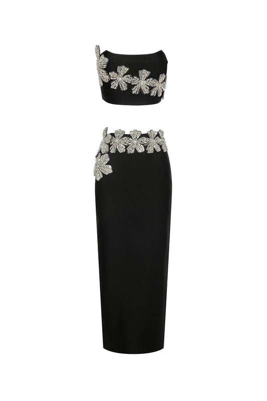 Co-ord Eleganza Flores com Diamantes Bandage