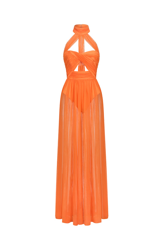 Halterneck Rivka com Tule Midi