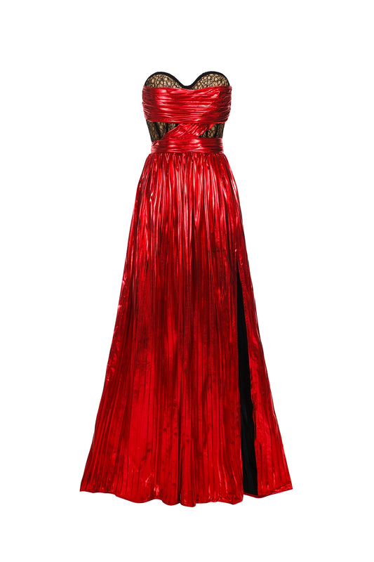 Vestido Nikalia Renda Sem Alças Com Fenda Alta