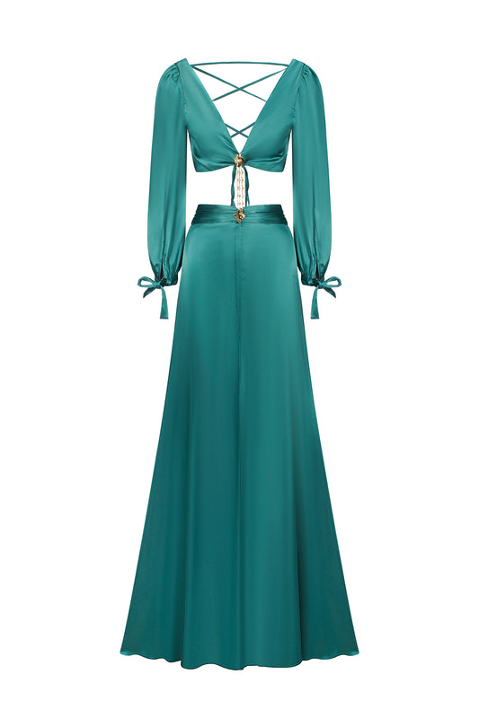 Vestido Maxi Looly Decote Profundo - Verde