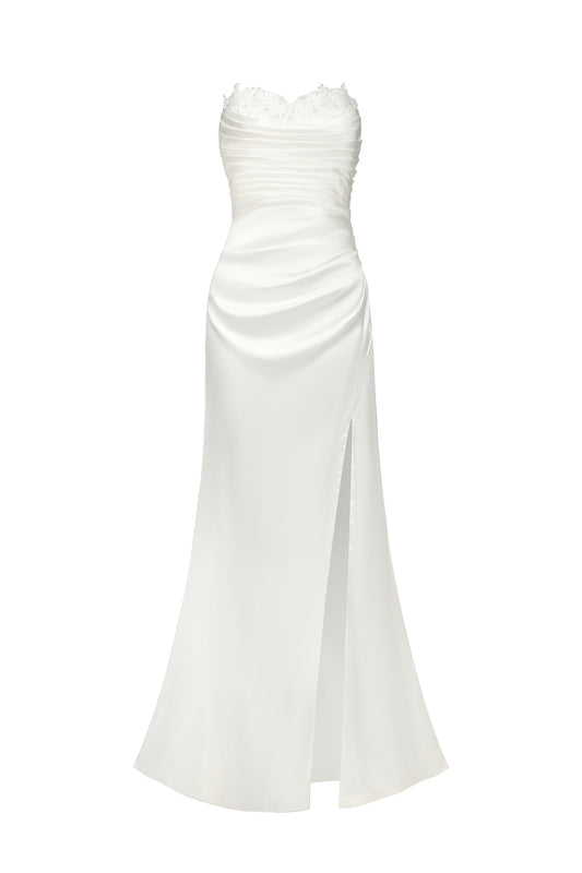 Vestido Maxi Dixie com Fenda Cauda de Sereia