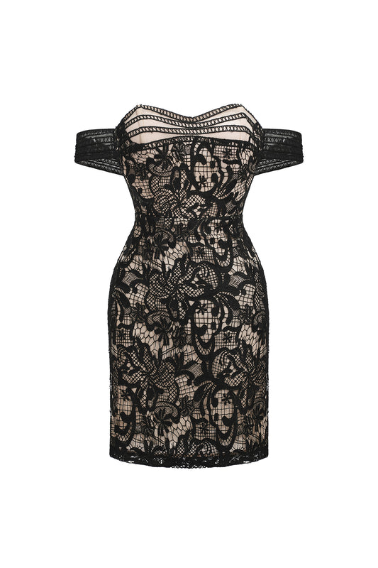 Vestido Mini Fero Ombro Único em Renda