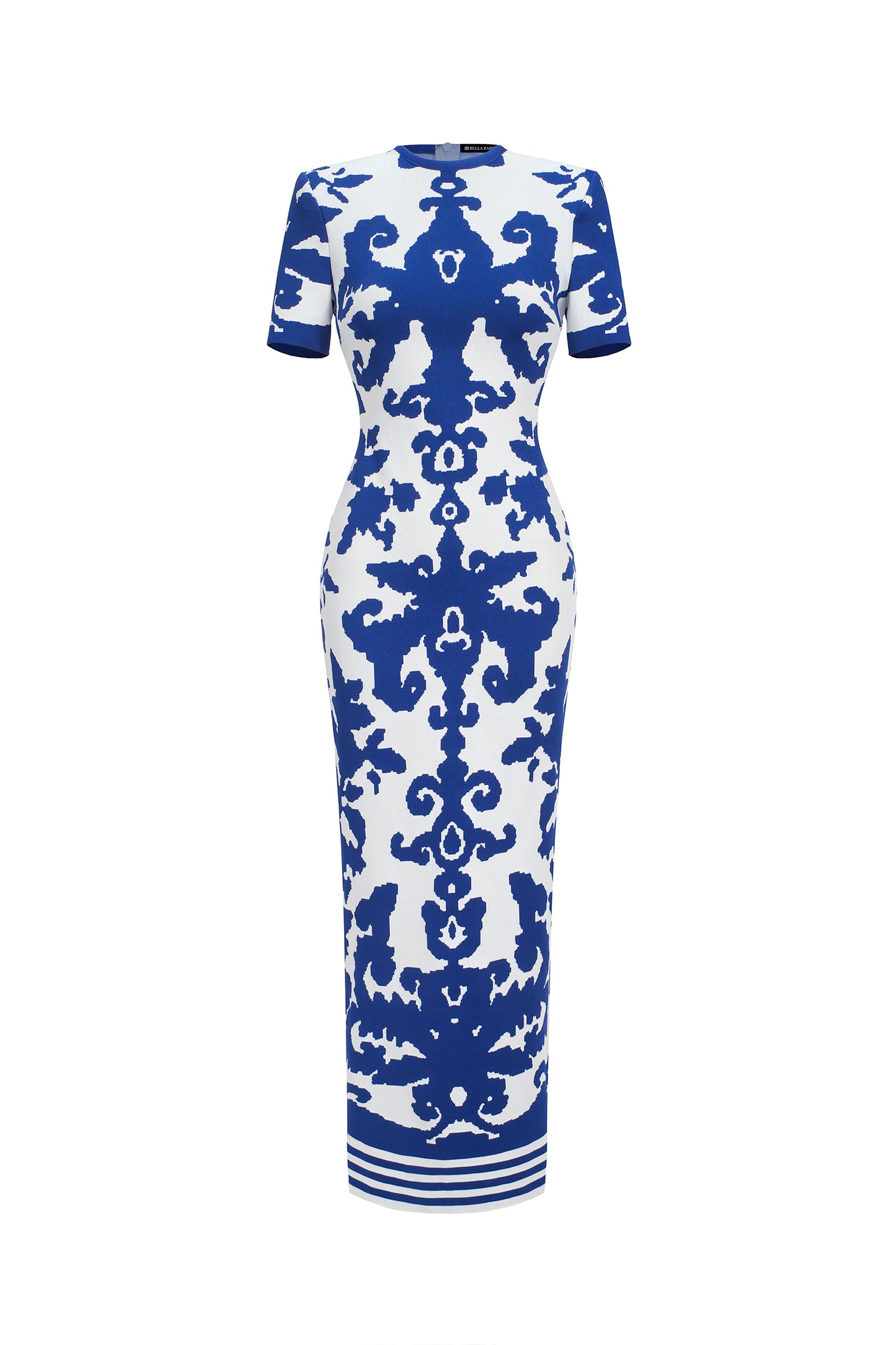 Vestido Maxi Lerae em Jacquard com Manga Curta