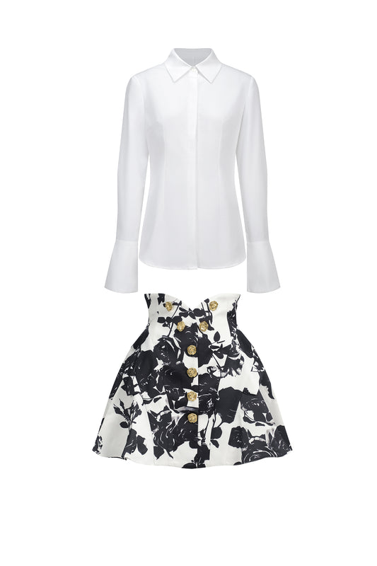 Conjunto Eithne Duas Peças com Estampa e Manga Longa
