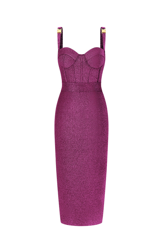 Vestido Maxi Ziriy Sem Mangas Decote em V Roxo