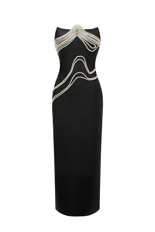 Vestido Maxi Oga Sem Alças com Textura Bandage