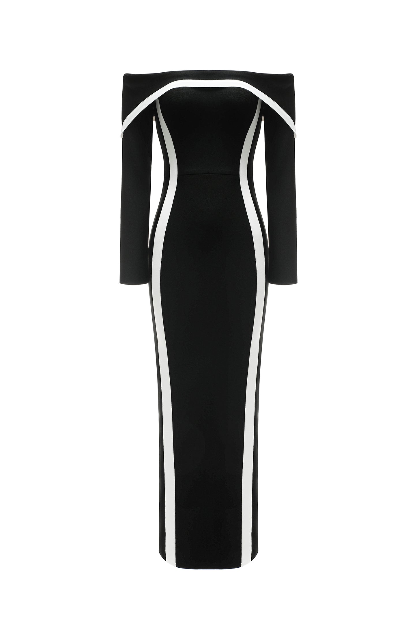 Maxi Dress Hilda Ombro a Ombro com Manga Longa