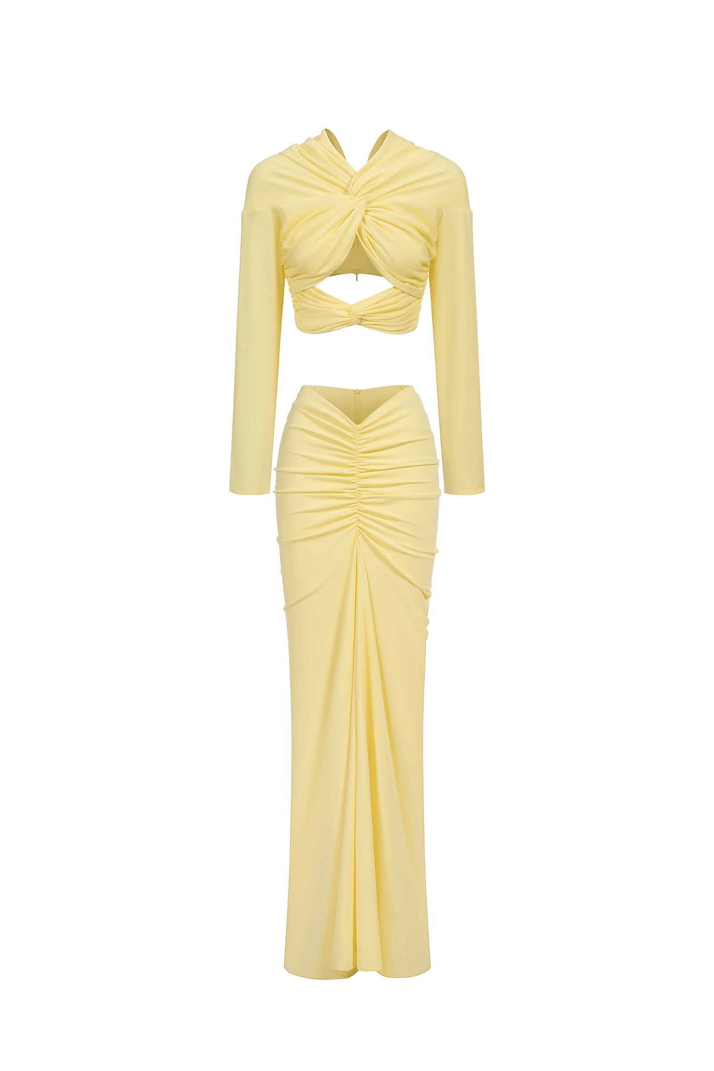 Vestido Maxi Kendall com Manga Longa e Nó