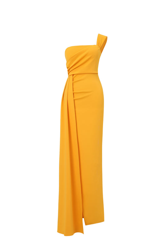 Vestido Maxi Olapa Um Ombro com Fenda