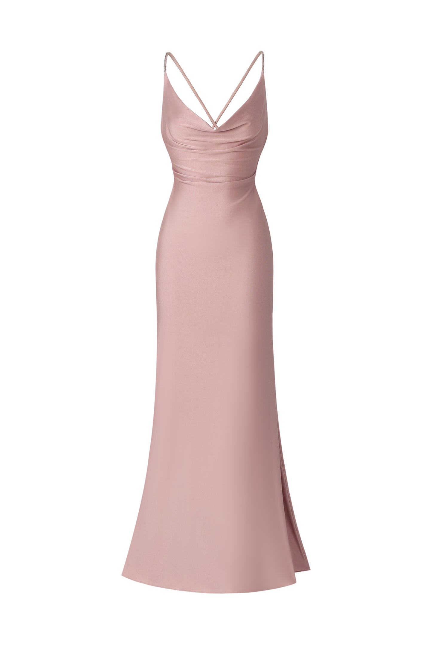 Vestido Maxi Hazada com Costas Nuas e Aplicações de Diamante