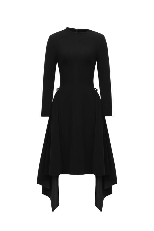 Vestido Midi Sylvia Manga Longa Preto