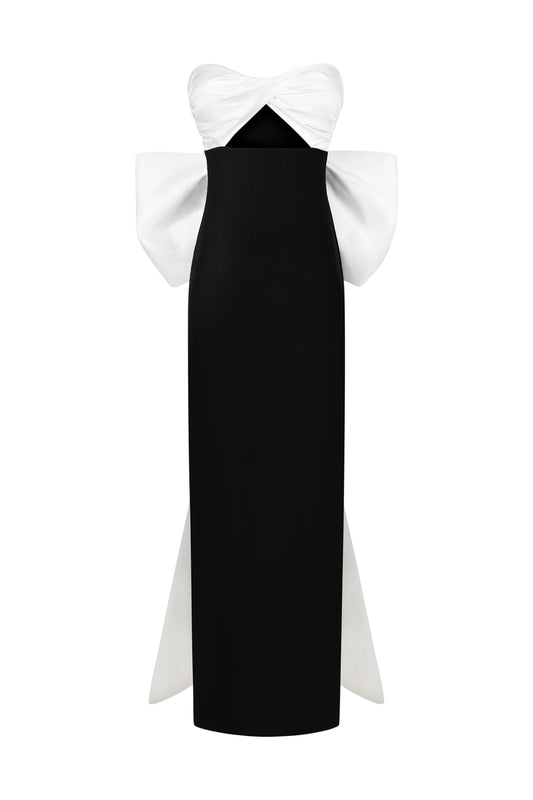 Vestido Maxi Bandage Raidah com Recortes e Laço