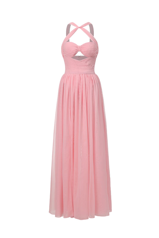 Vestido Vakana Maxi com Recorte Alto e Pregas