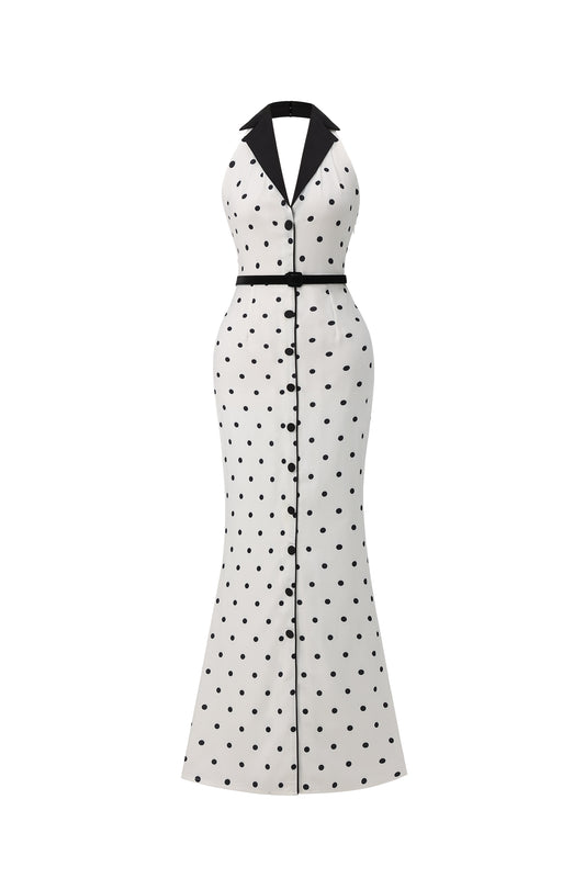 Vestido Maxi Daryl com Gola em V e Poá