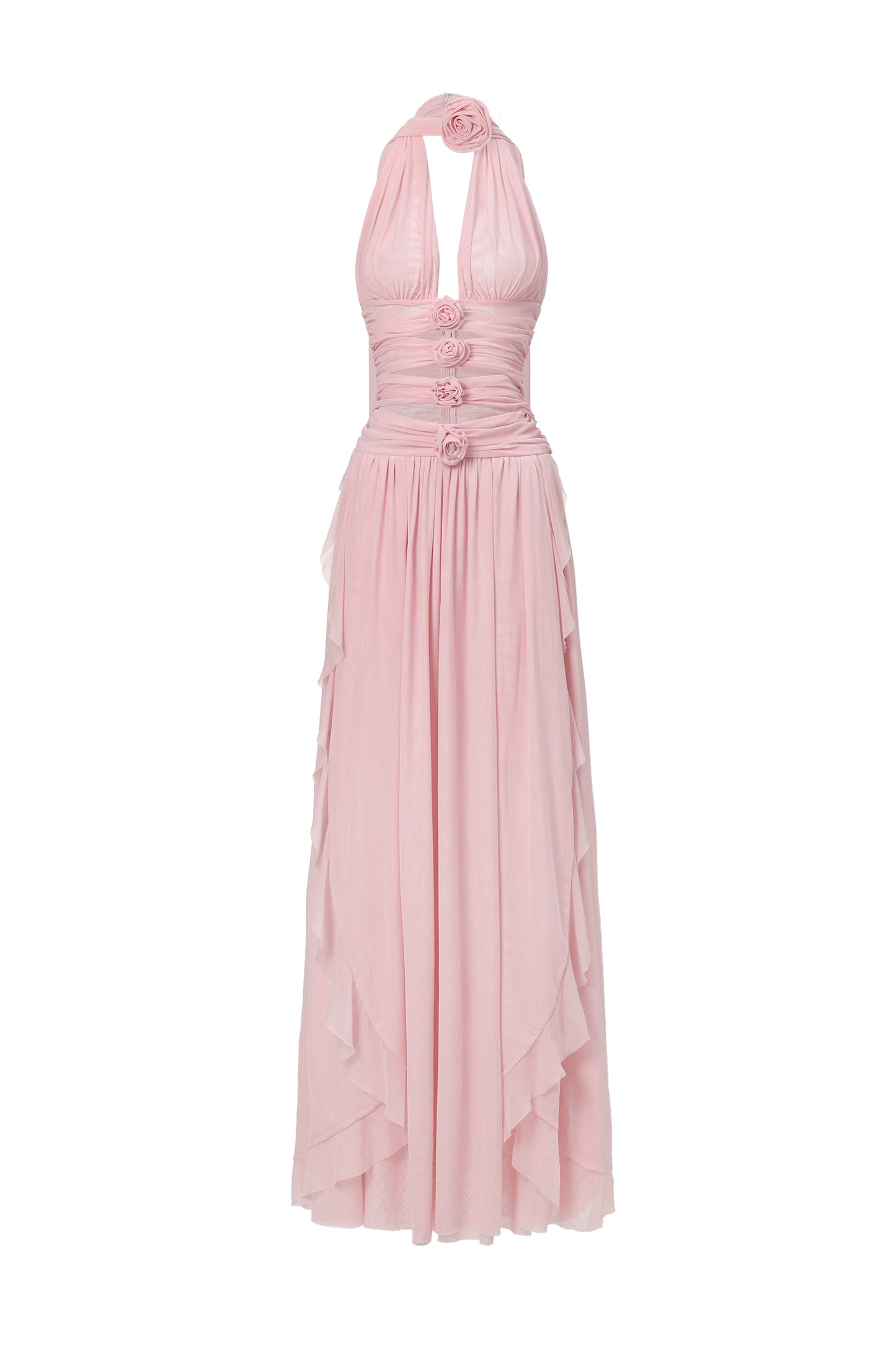 Maxi Dress Sharian com Detalhes Vazados em Flores