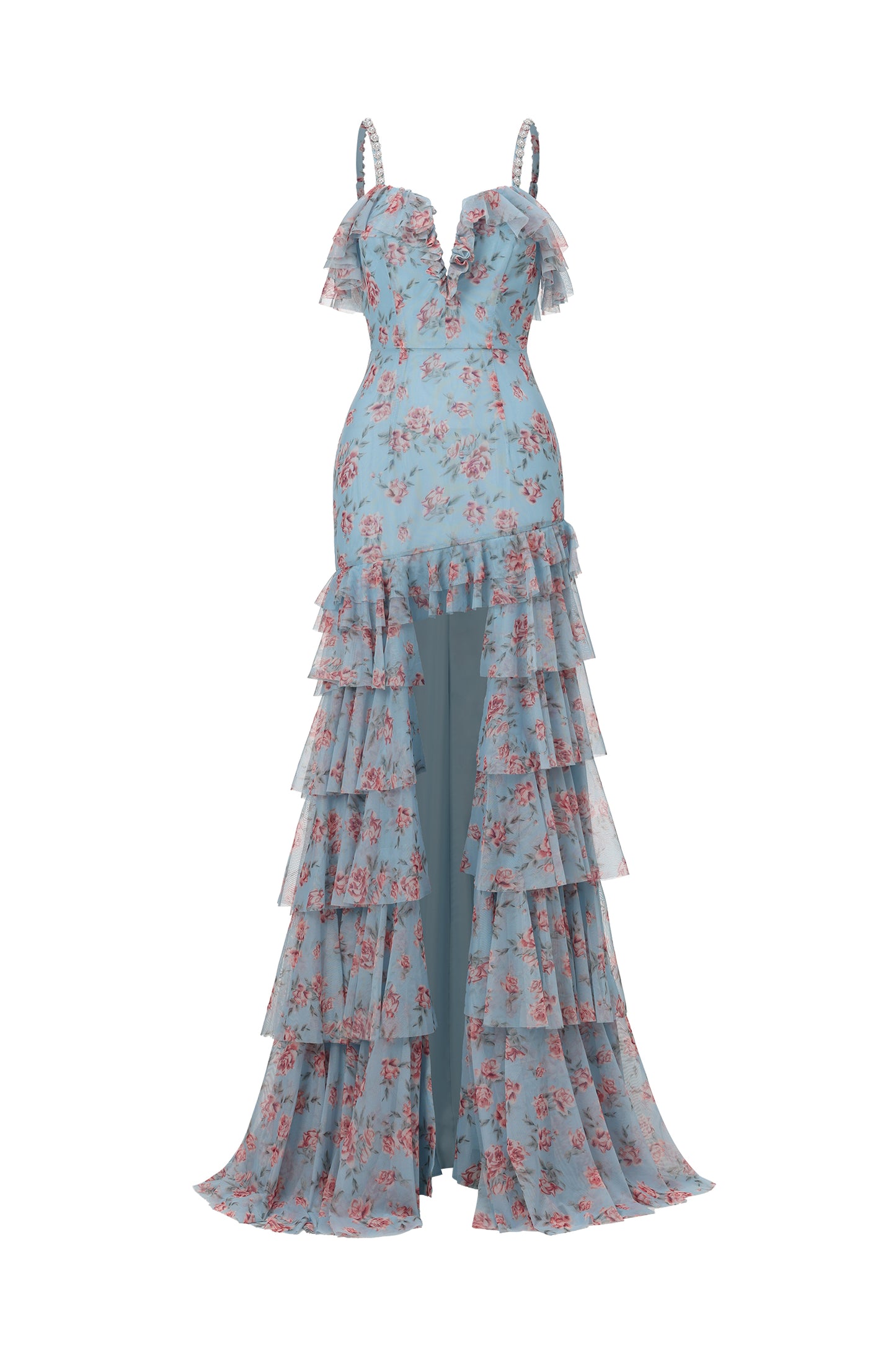 Vestido Maxi Haliy com Padronagem Floral e Babado