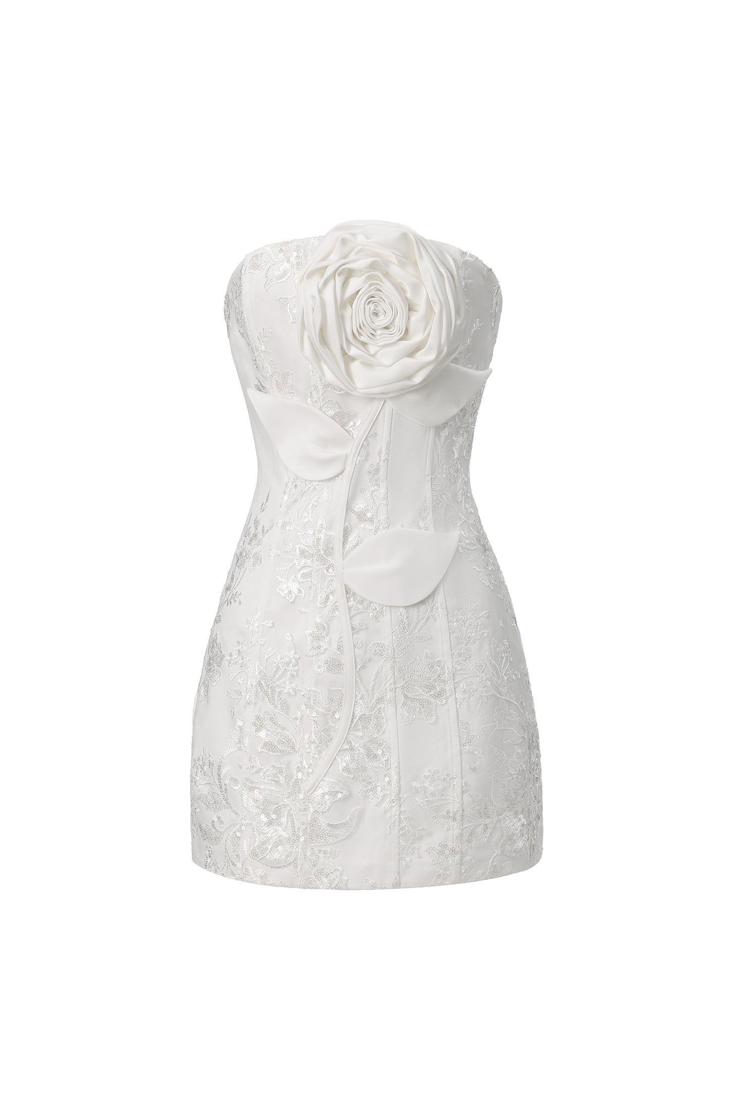 Vestido Mini Renaa Kijin com Flores Feitas à Mão e Paetês