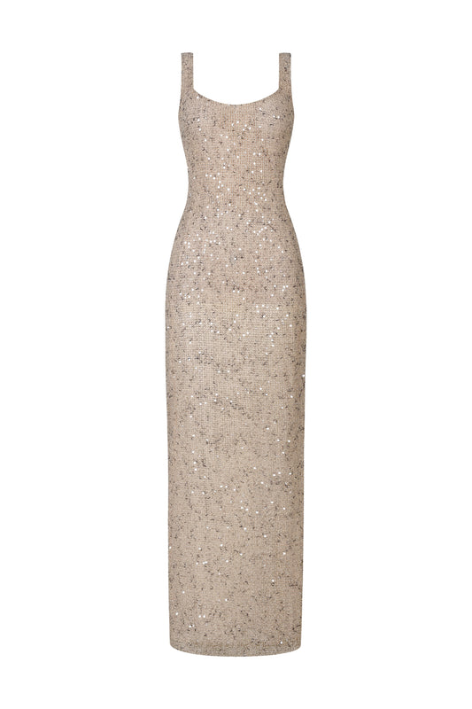 Vestido Maxi Radmila Sem Mangas com Paetês