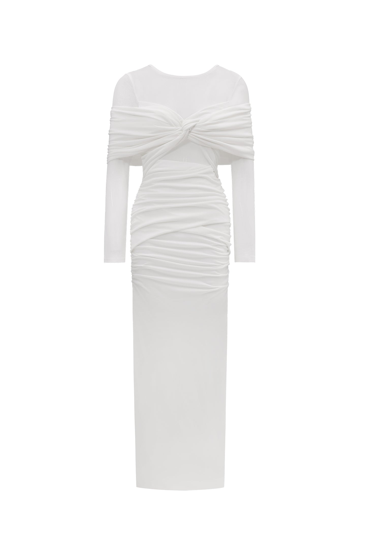 Vestido Maxi Ingrid com Pregueado e Camadas de Tule