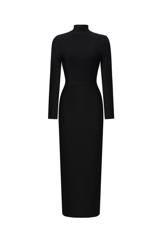 Vestido Maxi Bandage Easton Clássico Gola Alta Manga Longa
