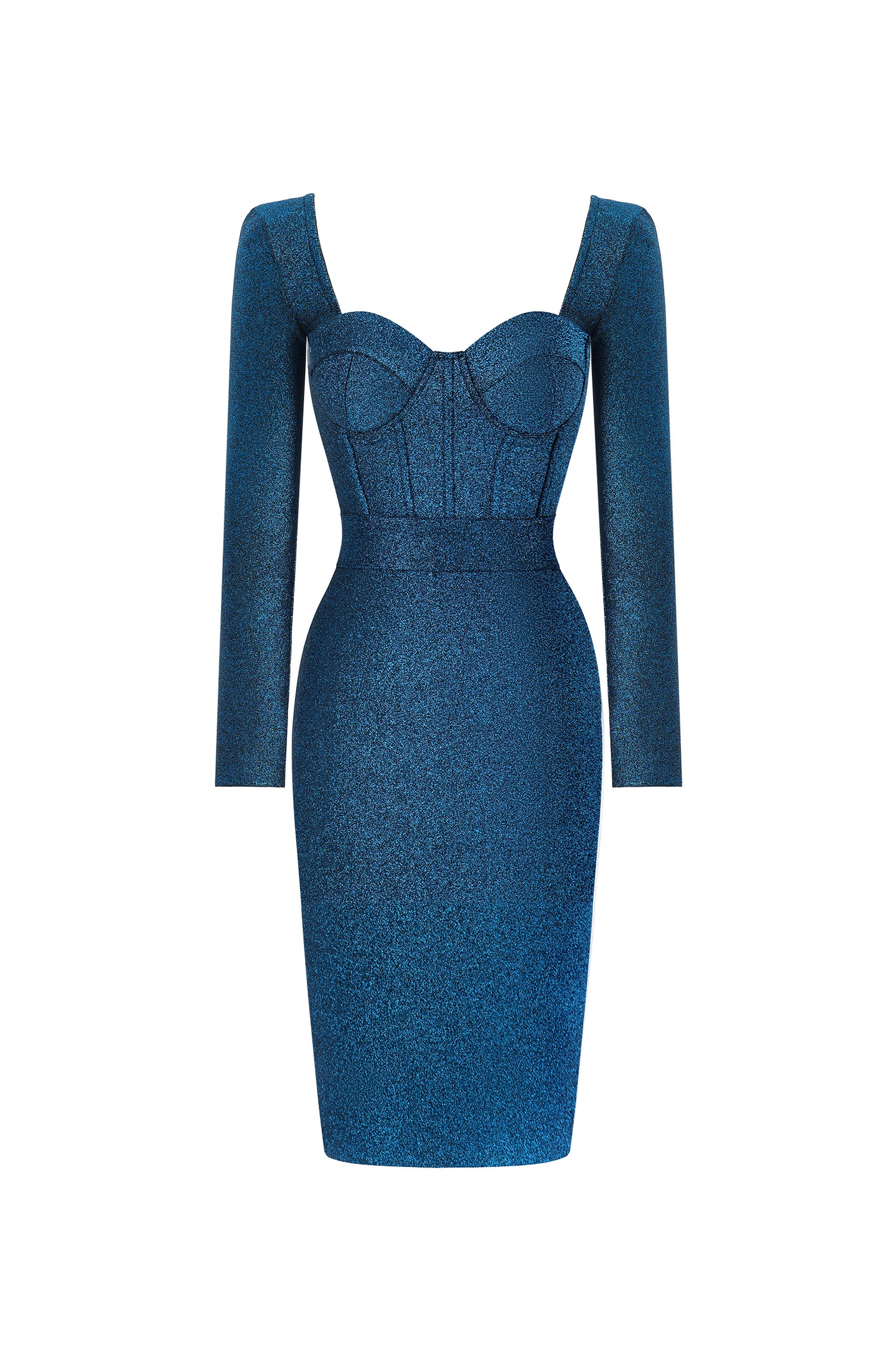 Vestido Maxi Gani Contorno com Manga Longa em Bandage