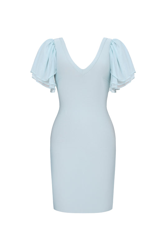 Vestido Midi Winiva com Decote V e Manga Curta