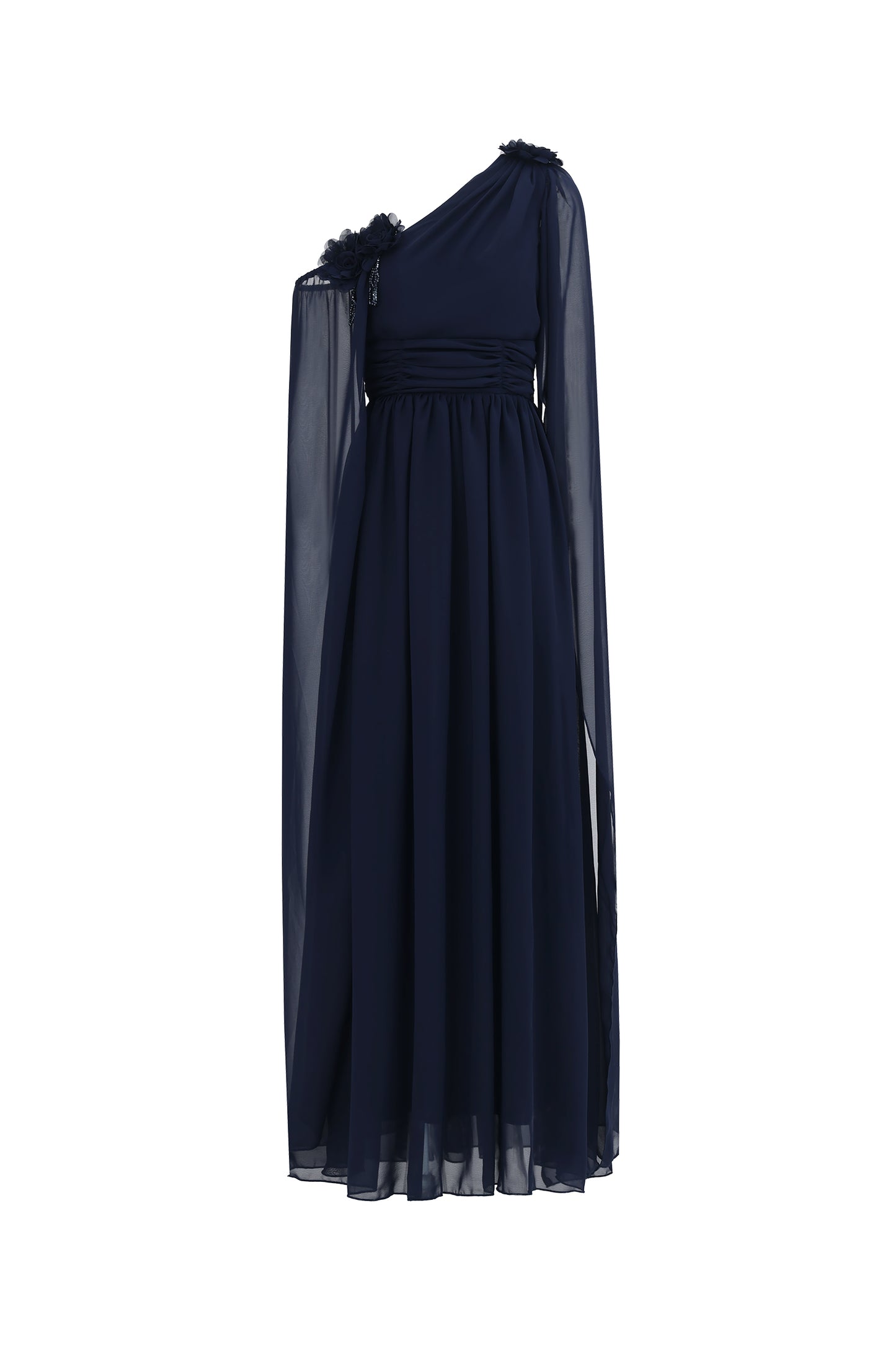 Vestido Maxi Yannei com Um Ombro Franzido