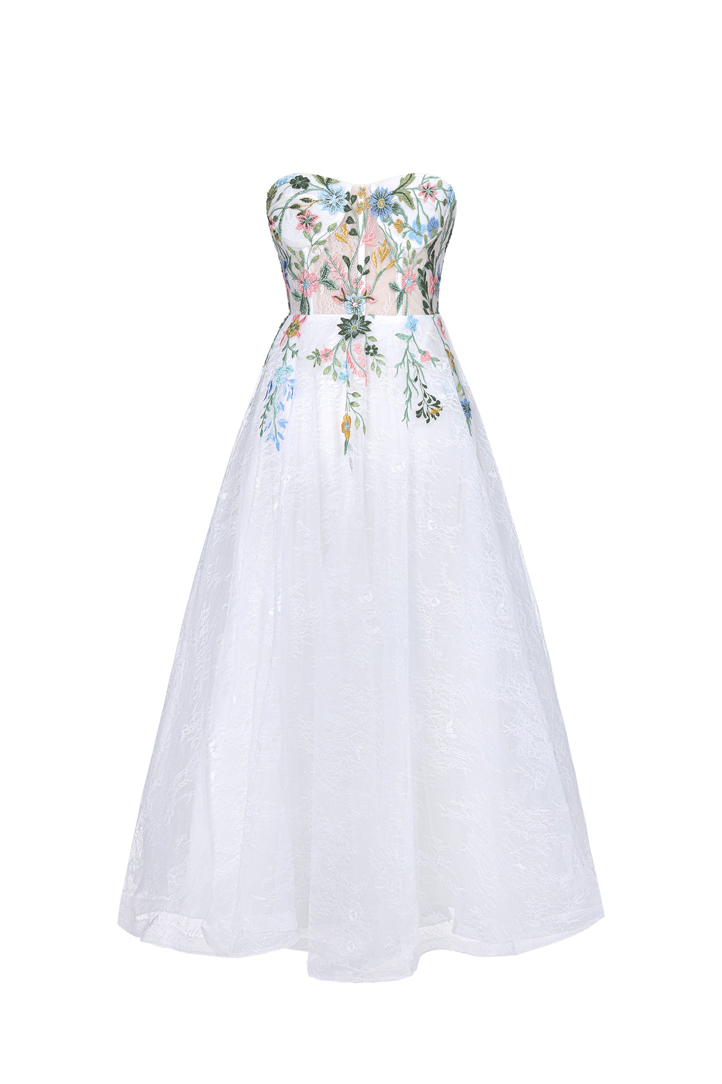 Maxi Dress Joie com Bordado Floral e Renda em Camadas de Tule
