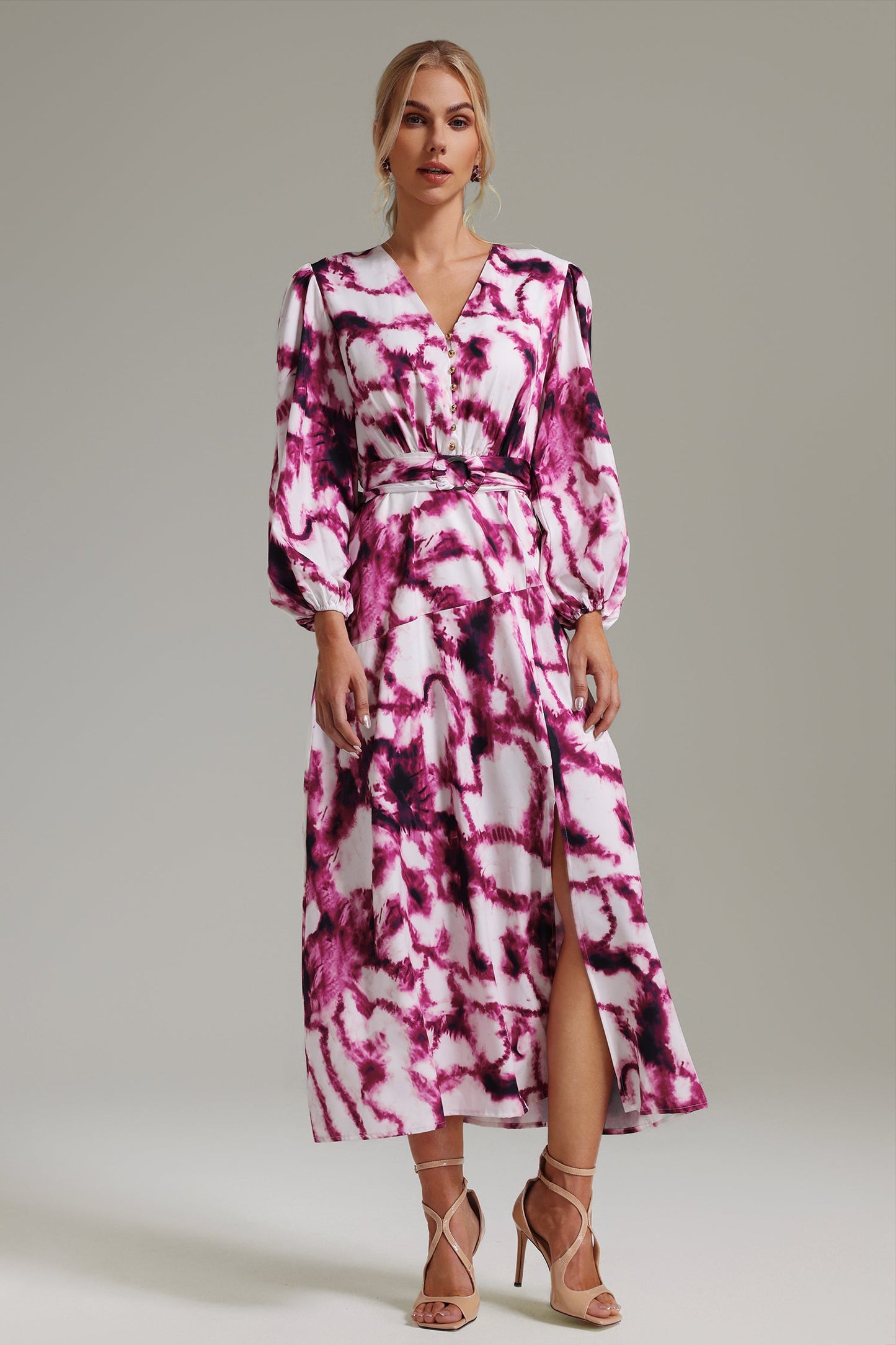 Vestido Lulu Decote em V com Estampa Tie-Dye