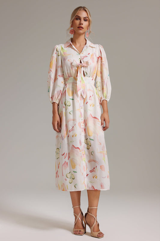 Vestido Lyla com Botões Frontais e Estampa