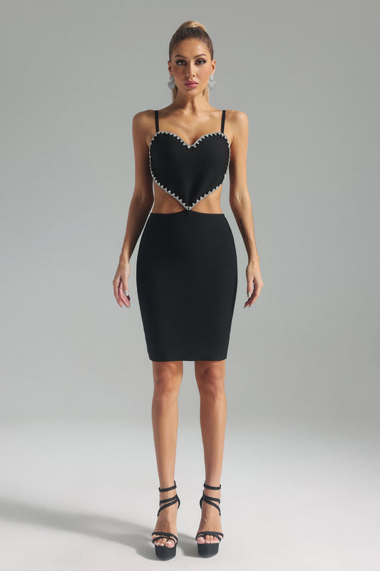 Midi Bandage Dress Phoebe com Aplicações de Diamantes