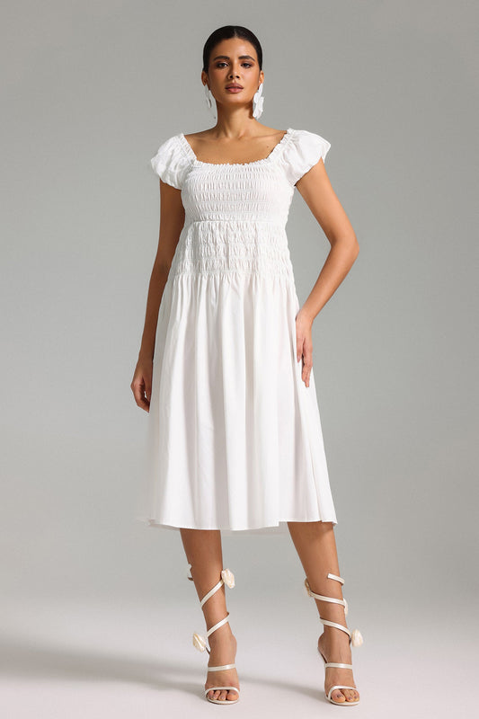 Vestido Midi Quinn com Mangas Bufantes