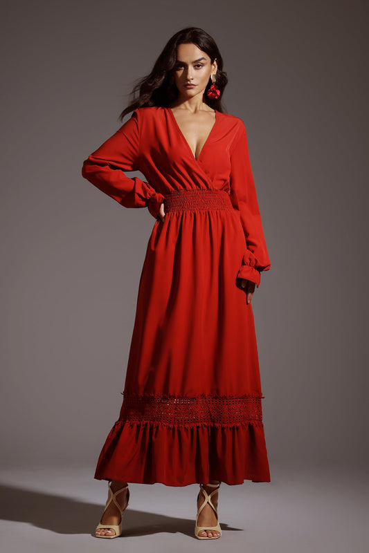 Vestido Midi Vioky com Decote em V