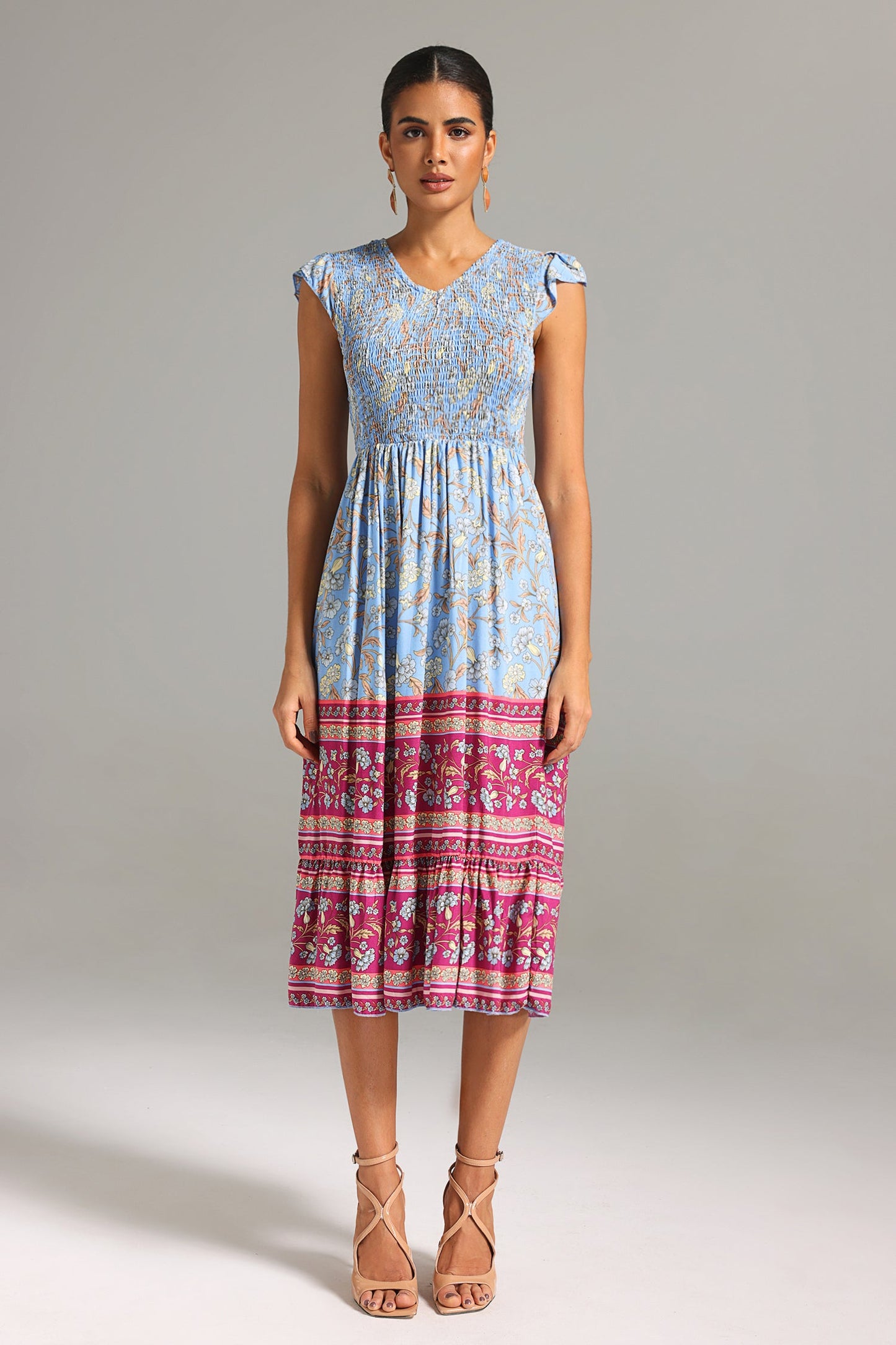 Vestido Midi Saraja com Estampa