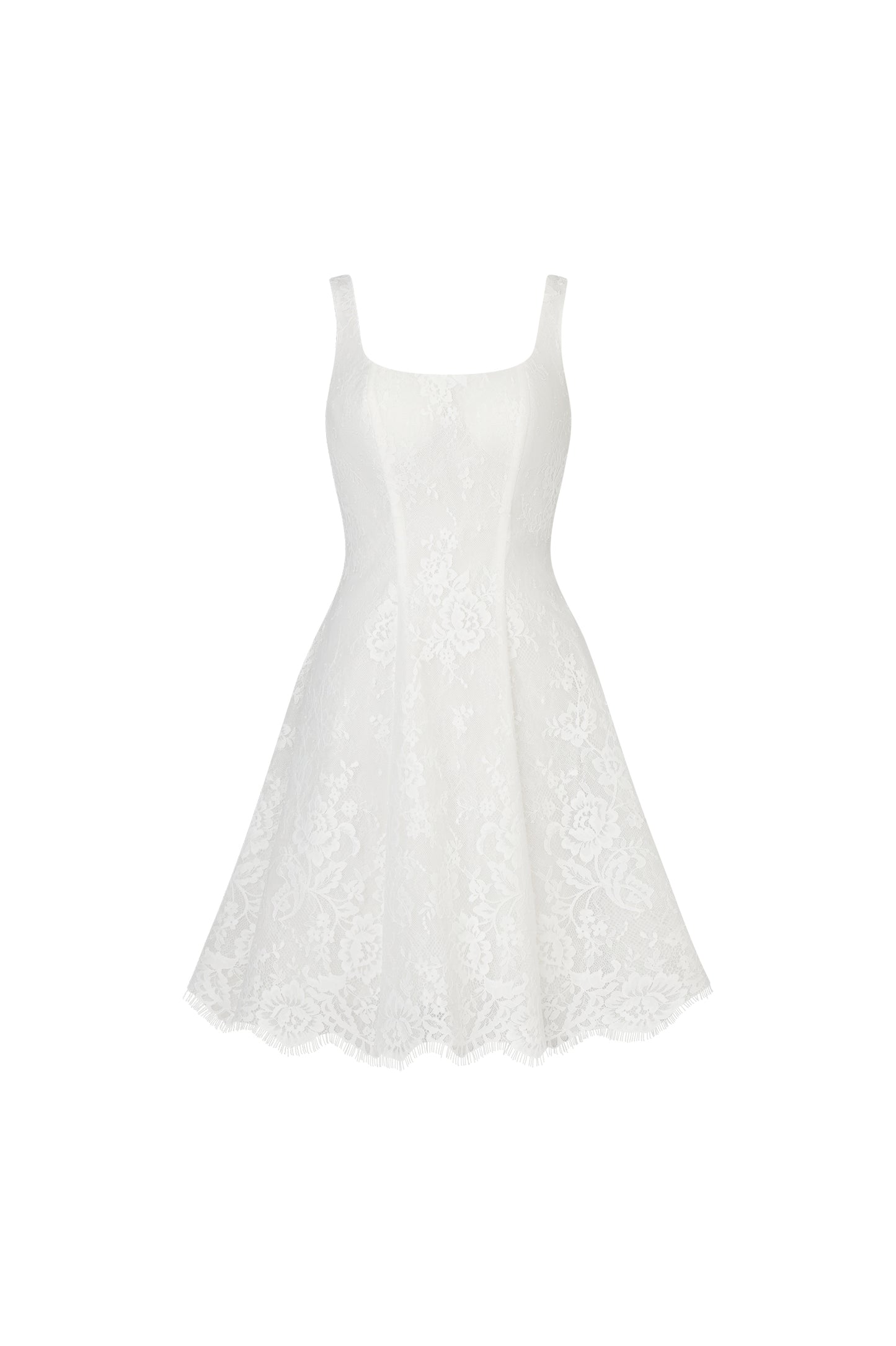 Vestido Mini Tutuni em Renda com Decote Quadrado e Halter