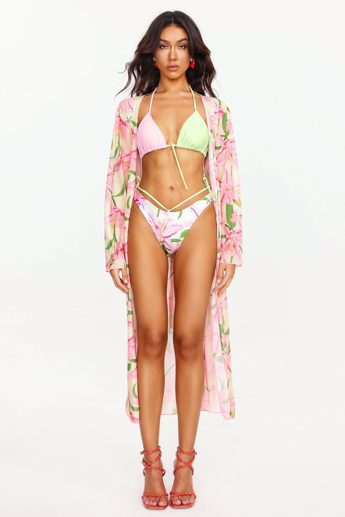 Zarinny Biquíni Três Peças com Estampa Floral