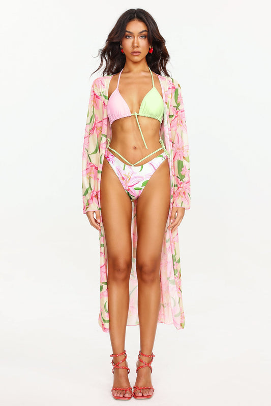Zarinny Biquíni Três Peças com Estampa Floral