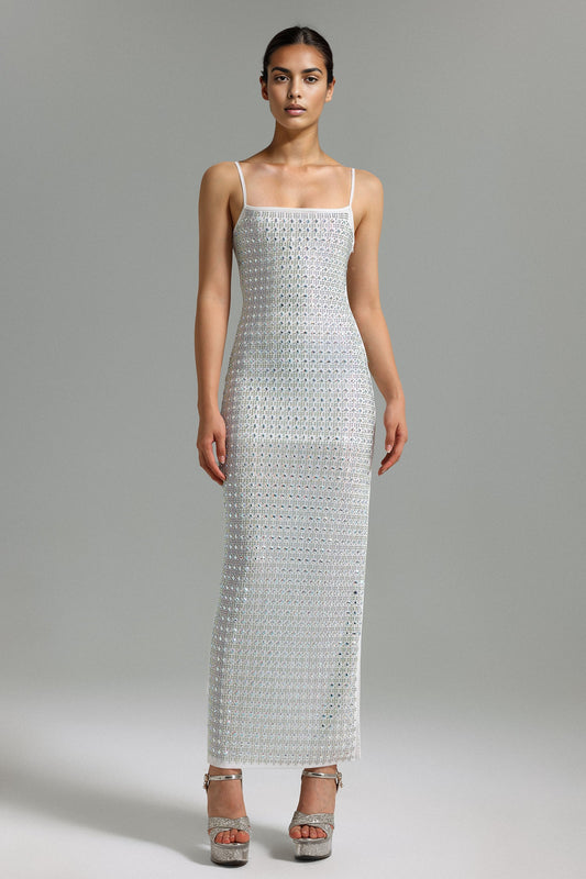 Halter Maxi Dress Zohara com Aplicações Diamantadas